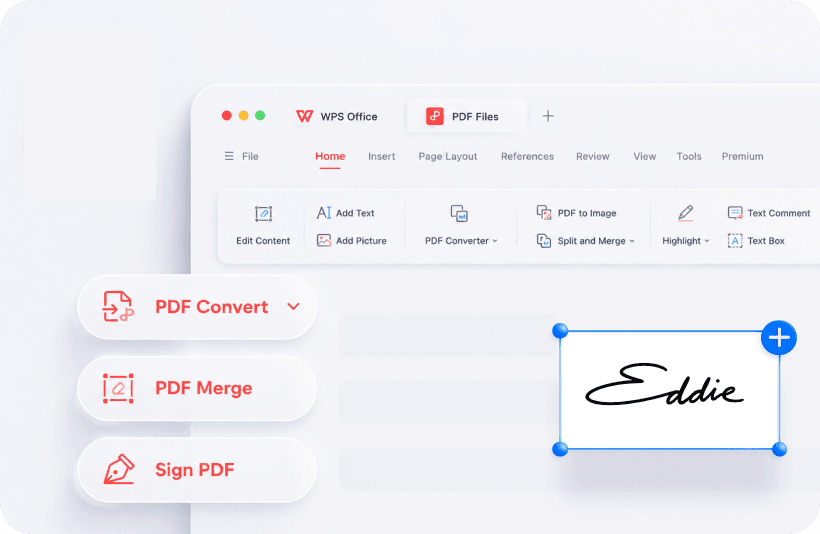 WPS PDF editor with PDF to Word, merge PDF, and sign PDF
